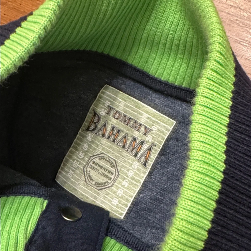 Seattle Seahawks Tommy Bahama NFL Mock Neck Henley Pullover XL Blue 100% Cotton